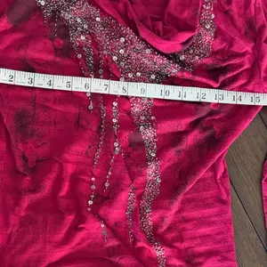 Miss Me magenta with rhinestones long sleeve top size-L thumbnail 12
