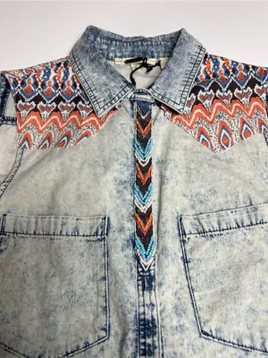 NWT miss me acid wash denim shirt medium thumbnail 4