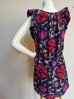 Velvet by Graham & Spencer Mini Dress silk blend with graphic Floral Print thumbnail 4