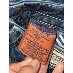 Rock Revival Women's Alivia Skinny Dark Wash Low Rise Jeans Studded Sz 27 thumbnail 6