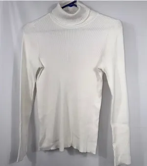 Lauren Ralph Lauren S White Ribbed Turtleneck Sweater thumbnail 1