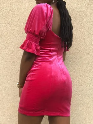 Magenta Velvet O-Ring Mini Dress thumbnail 4