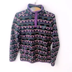 L.L. Bean Aztec Print Fleece Pullover Sweater Snap-T Womens S Granola Gorpcore thumbnail 5