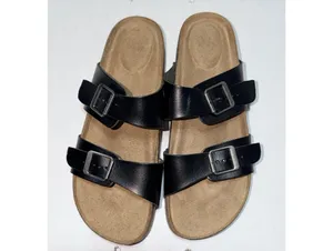 Size 9 Women’s Time and Tru slide sandals Two Band Footbed Slide Sandal black thumbnail 4