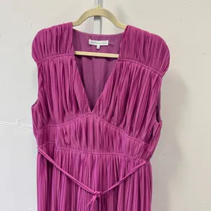 Endless Rose Magenta Pink Pleated Maxi A-line Dress V-Neck Sleeveless XL Brunch thumbnail 3