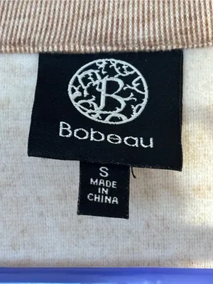 Bobeau soft fleece pullover features a beige color and a V Neck neckline thumbnail 2