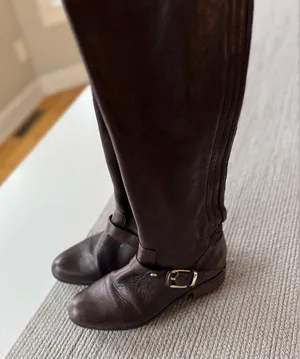 Me Too Arctic Oxblood Dark Brown Leather Tall Riding Boots Gold Details Size 8 thumbnail 7