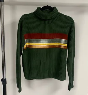 Vintage Y2K S.M.L. Sport Striped Turtleneck Sweater Size L thumbnail 1