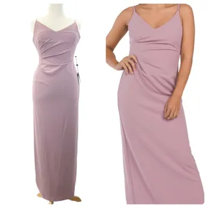 NEW Adrianna Papell Womens‎ 12 Slip Crepe Column Maxi Dress Dusty Pink Rose $139 thumbnail 2