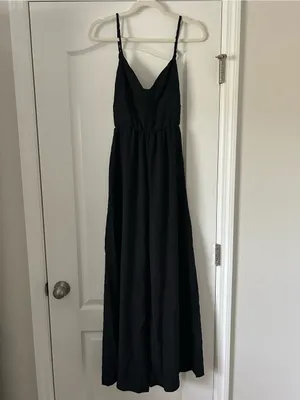 Shein Black Wide-Leg Sleeveless Jumpsuit with Open Back Self Tie Bow thumbnail 2