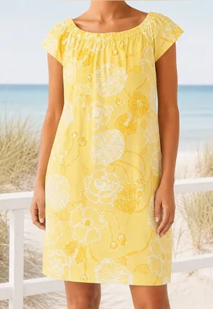Lilly Pulitzer Shift Dress Women’s XS Butter Yellow Floral Preppy Resort Cotton thumbnail 1