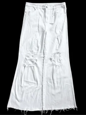 NWT Risen Jeans High Rise Distressed Wide Leg Dad Jeans White Size 3X thumbnail 1