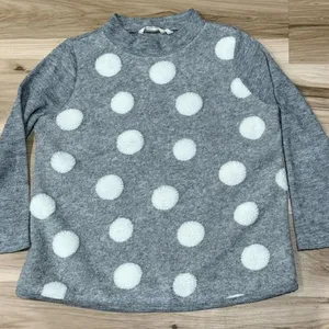 Soft Surroundings Grey White Fuzzy Polka Dot Sweater Women’s Large thumbnail 1