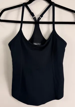 Beach‎ Riot Sport Black Textured Honeycomb Racerback Tank Top Built-In Bra Small thumbnail 1