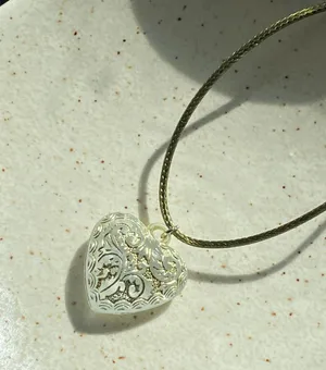 Handmade whimsical vintage style heart necklace🩵 thumbnail 4