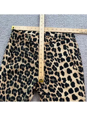 Zara Leopard Print Flare Pants Women M Animal Print Stretch Bootcut Trousers thumbnail 3