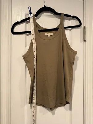 NWOT Madewell Size L Tan Brown Thin Strap Ribbed Supima Racerback Tank Top thumbnail 7
