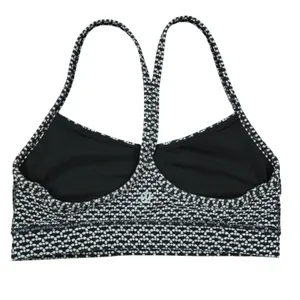 Lululemon‎ Size 4 Flow Y Bra Black White Geometric Dot Racerback Yoga Sports Bra thumbnail 2