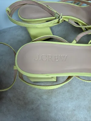 J.CREW Women's Layne Yellow Strappy-Sandal Leather Heels Size 10 thumbnail 5