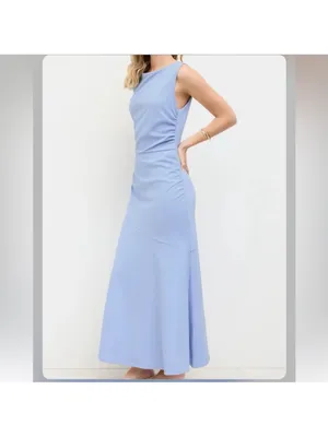 NWT cider boat neck blue maxi dress size S thumbnail 2
