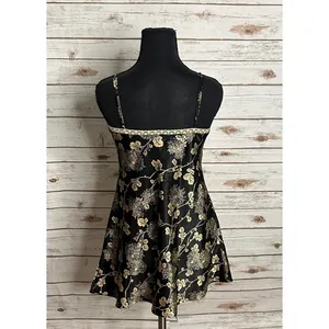 Vintage Victoria's Secret black/gold floral lace-trim satin matching set Small thumbnail 3
