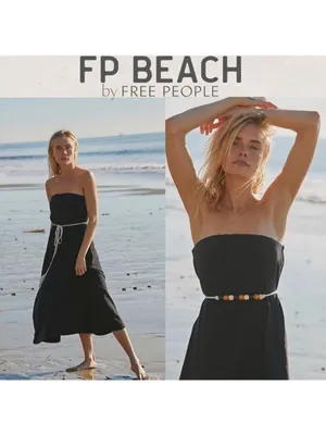 Free People Beach Peyton Tube Dress with White Rope/Beaded Belt Size L thumbnail 2