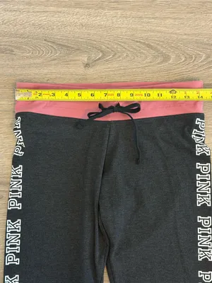 Victoria’s Secret PINK Yoga Leggings Women’s M Gray Pink Logo Drawstring thumbnail 5