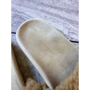 Jenni Kayne Shearling Slides Camel Tan Suede Sandals Made in Italy Size 37 thumbnail 2