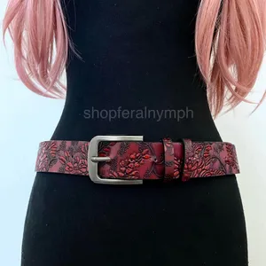 Burgundy Red Western Floral Classic Buckle Belt, Fits 29.5-40.5 Inches, X7GA1338 thumbnail 2