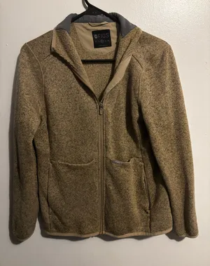 FIGS Women's Zip-Up Fleece Jacket in Tan thumbnail 1