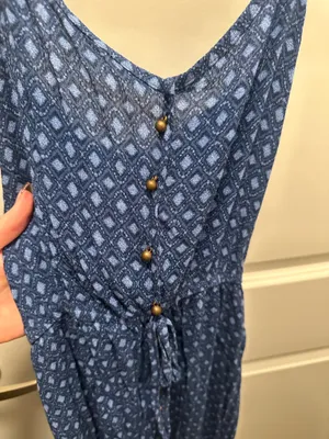 Blue Patterned Flowy Dress thumbnail 3