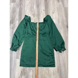 Lulus Got The Love Emerald Green Satin‎ Square Neck Mini Dress Size Small NEW thumbnail 7