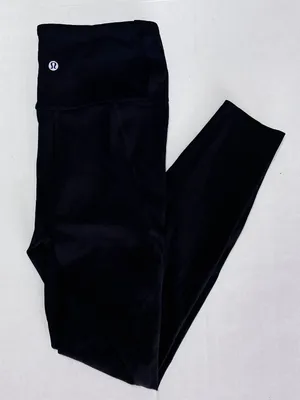 Lululemon Mid-Rise Raw Hem Crop Leggings - Size 4 - Black thumbnail 1