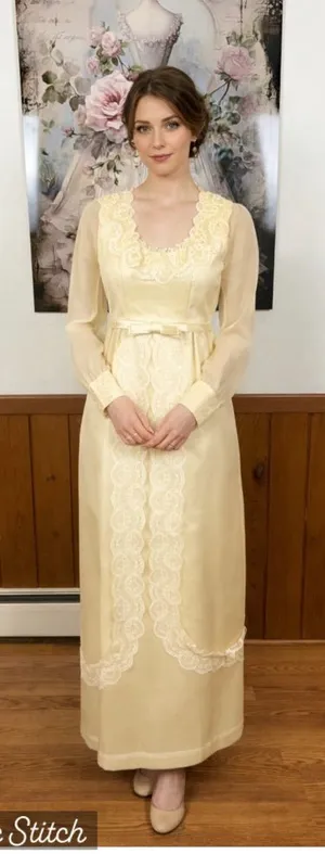 Gorgeous Vintage 1960s Ivory Sheath Wedding Gown thumbnail 1