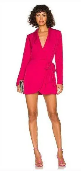 MORE TO COME Halley Blazer Wrap Dress in Hot Pink Small thumbnail 1