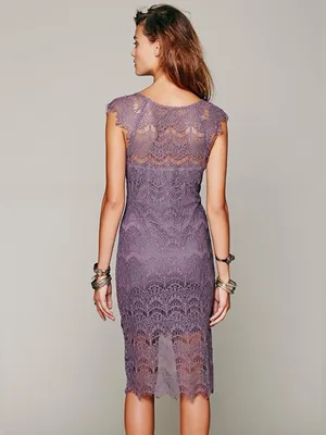 Free People Intimately Peekaboo Scalloped Crochet Lace Dress sz L thumbnail 7