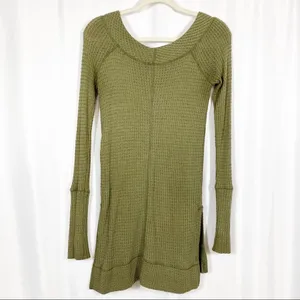 Free People Kate Thermal Long Sleeved Top: Olive Army Camo Green thumbnail 4