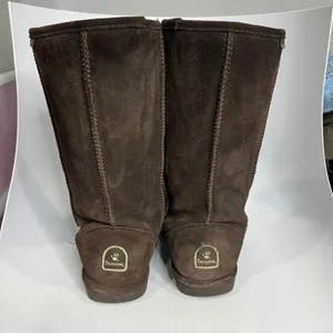 Bearpaw Emma short chocolate brown shearling boots pull‎ on women's size 9 boho thumbnail 4