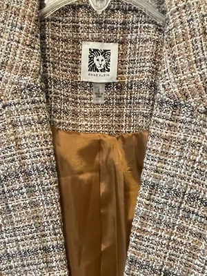 Anne Klein Brown & Cream Tweed Jacket with Gold Lining thumbnail 3