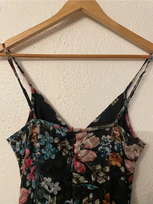 Amanda Uprichard Ellie Black Floral Maxi Gown Dress Multicolor Blossoms Small thumbnail 8