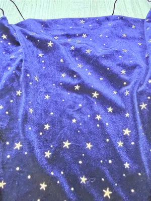 Zaful large velvet royal blue mini spaghetti strap dress w/ gold star celestial thumbnail 3
