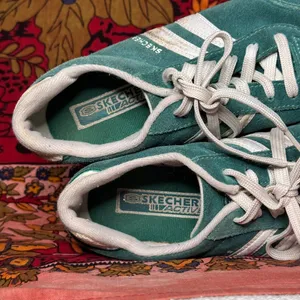 Vintage Y2k Green and White Platform Sketchers Active thumbnail 5