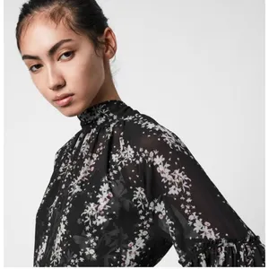 All Saints Eimar Cultivar Balloon Sleeve Sheer Floral Womens Top Size 4 Small thumbnail 16