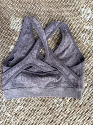 Gymshark Lavender Camo Cross-Back Seamless Sports Bra thumbnail 2