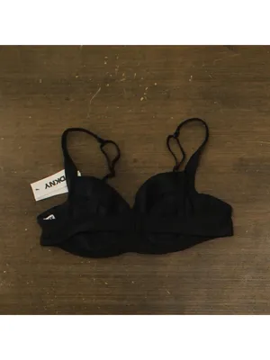 NWT DKNY Womens Molded Underwire Bikini Top Swim DIMTS401 Black XL thumbnail 3