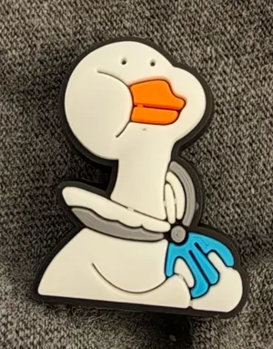 Goose with scissors rubber Pin Silver thumbnail 1