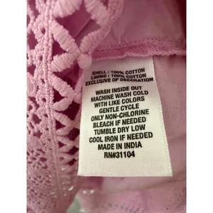 Wonderly Pink Cotton Tiered Eyelet Lace Dress Balloon Sleeve PXL thumbnail 5