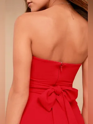Lulus Own the Night Golden Red Strapless Maxi Dress Size Medium thumbnail 4