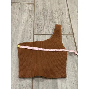 Babaton Aritzia Sculpt Knit One-shoulder Cropped Tank XXS Mocha Brown thumbnail 5