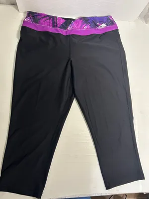 Xersion Black Athletic Capri Leggings Purple Drawstring Size Large thumbnail 1